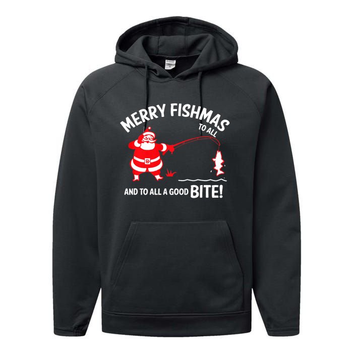 Merry Fishmas Fish Fishing Fisherman Christmas Xmas Performance Fleece Hoodie