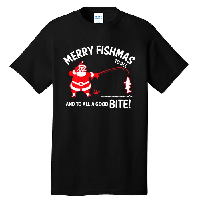 Merry Fishmas Fish Fishing Fisherman Christmas Xmas Tall T-Shirt