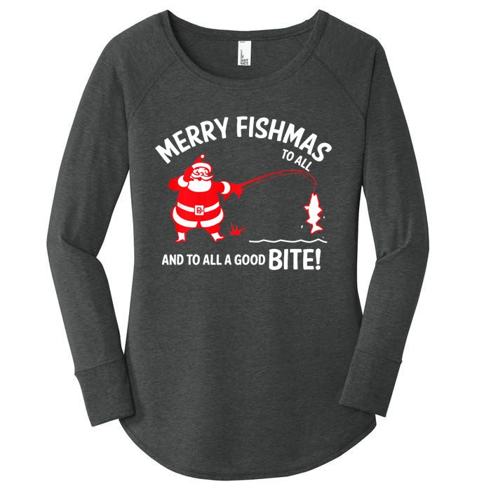 Merry Fishmas Fish Fishing Fisherman Christmas Xmas Women's Perfect Tri Tunic Long Sleeve Shirt