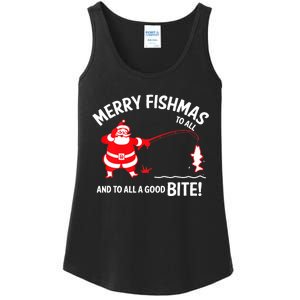 Merry Fishmas Fish Fishing Fisherman Christmas Xmas Ladies Essential Tank