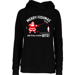 Merry Fishmas Fish Fishing Fisherman Christmas Xmas Womens Funnel Neck Pullover Hood