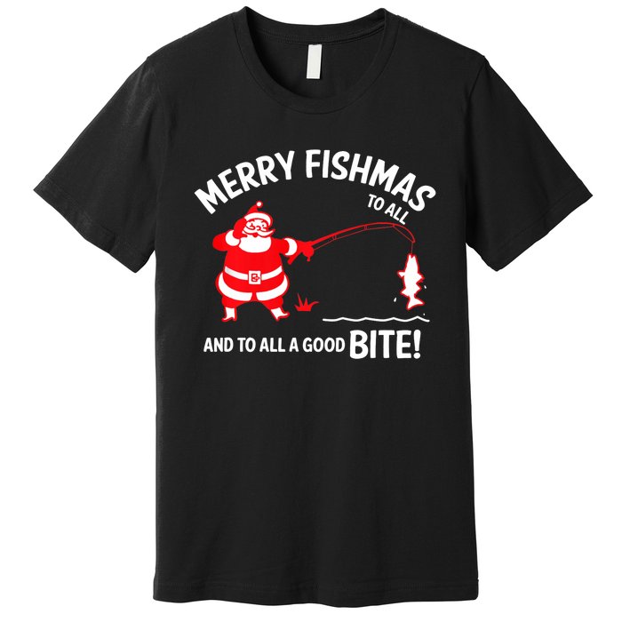 Merry Fishmas Fish Fishing Fisherman Christmas Xmas Premium T-Shirt