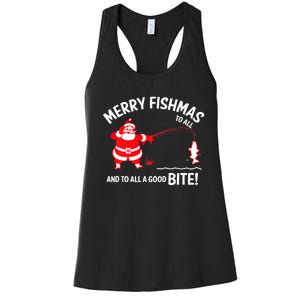 Merry Fishmas Fish Fishing Fisherman Christmas Xmas Women's Racerback Tank