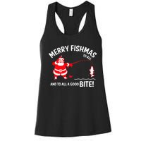 Merry Fishmas Fish Fishing Fisherman Christmas Xmas Women's Racerback Tank