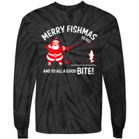 Merry Fishmas Fish Fishing Fisherman Christmas Xmas Tie-Dye Long Sleeve Shirt