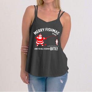 Merry Fishmas Fish Fishing Fisherman Christmas Xmas Women's Strappy Tank