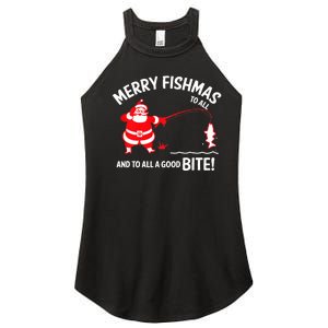 Merry Fishmas Fish Fishing Fisherman Christmas Xmas Women's Perfect Tri Rocker Tank