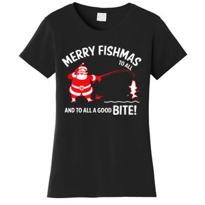 Merry Fishmas Fish Fishing Fisherman Christmas Xmas Women's T-Shirt