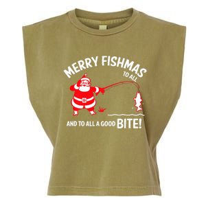 Merry Fishmas Fish Fishing Fisherman Christmas Xmas Garment-Dyed Women's Muscle Tee