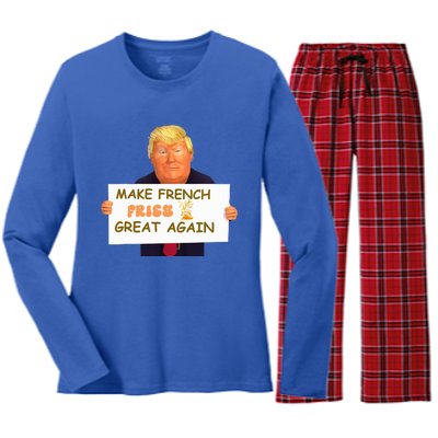 Make French Fries Great Again 2024trump Vance Women's Long Sleeve Flannel Pajama Set 