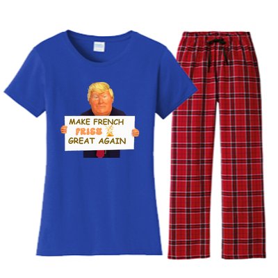 Make French Fries Great Again 2024trump Vance Women's Flannel Pajama Set