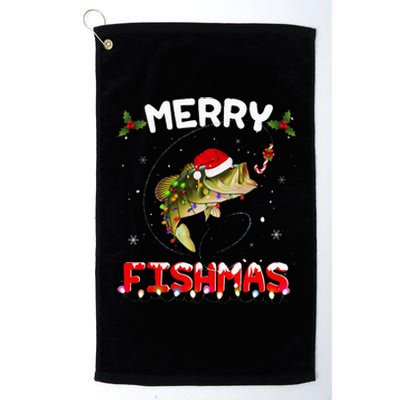 Merry Fishmas Funny Fishing Christmas Pajama Fishers Platinum Collection Golf Towel