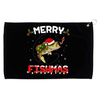 Merry Fishmas Funny Fishing Christmas Pajama Fishers Grommeted Golf Towel