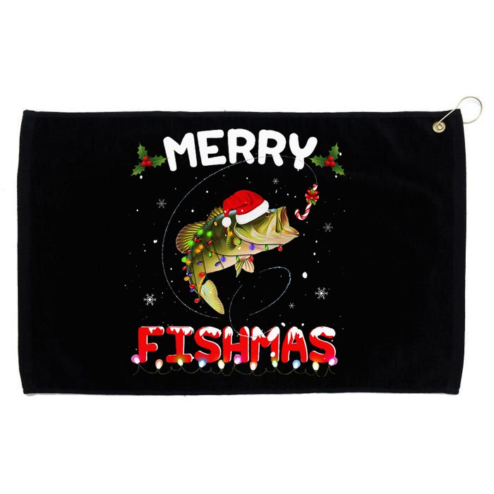 Merry Fishmas Funny Fishing Christmas Pajama Fishers Grommeted Golf Towel