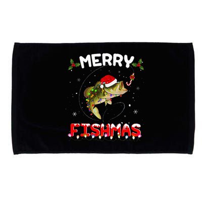 Merry Fishmas Funny Fishing Christmas Pajama Fishers Microfiber Hand Towel