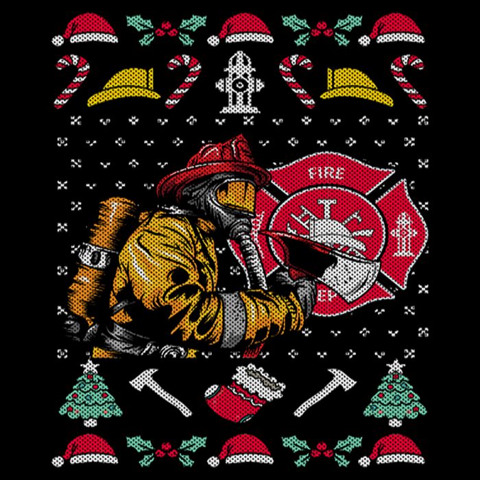 Merry Firefighter Fire Ugly Christmas Meaningful Gift Drawstring Bag