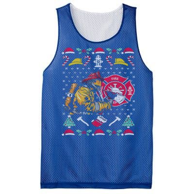 Merry Firefighter Fire Ugly Christmas Meaningful Gift Mesh Reversible Basketball Jersey Tank