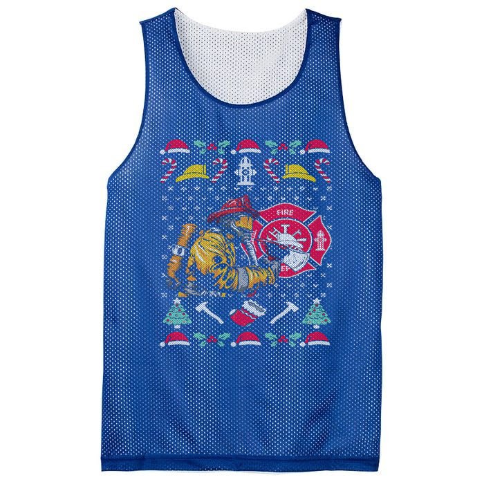 Merry Firefighter Fire Ugly Christmas Meaningful Gift Mesh Reversible Basketball Jersey Tank