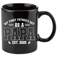 My First Fathers Day As A Papi EST 2025 Expecting New Dad 11oz C Handle Ceramic Mug