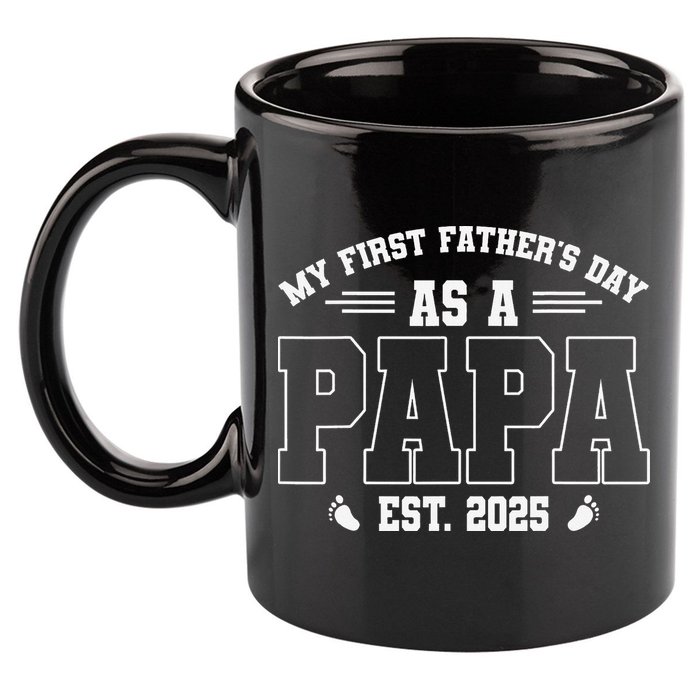 My First Fathers Day As A Papi EST 2025 Expecting New Dad 11oz C Handle Ceramic Mug