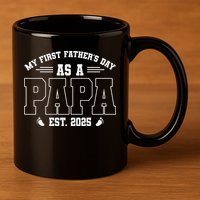 My First Fathers Day As A Papi EST 2025 Expecting New Dad 11oz C Handle Ceramic Mug