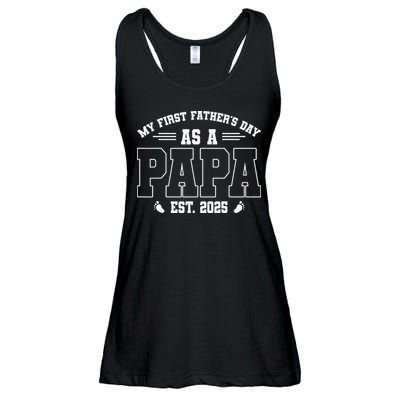 My First Fathers Day As A Papi EST 2025 Expecting New Dad Ladies Essential Flowy Tank