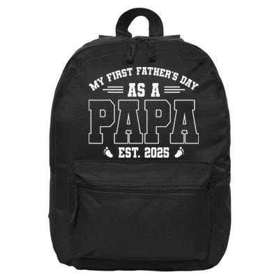 My First Fathers Day As A Papi EST 2025 Expecting New Dad 16 in Basic Backpack