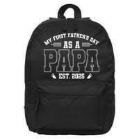 My First Fathers Day As A Papi EST 2025 Expecting New Dad 16 in Basic Backpack