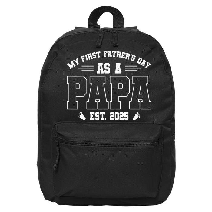 My First Fathers Day As A Papi EST 2025 Expecting New Dad 16 in Basic Backpack