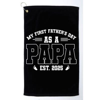 My First Fathers Day As A Papi EST 2025 Expecting New Dad Golf Towel