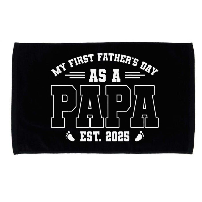 My First Fathers Day As A Papi EST 2025 Expecting New Dad Microfiber Hand Towel