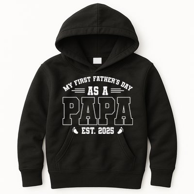 My First Fathers Day As A Papi EST 2025 Expecting New Dad Kids Hoodie
