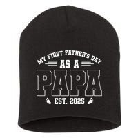 My First Fathers Day As A Papi EST 2025 Expecting New Dad Short Acrylic Beanie