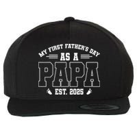 My First Fathers Day As A Papi EST 2025 Expecting New Dad Wool Snapback Cap