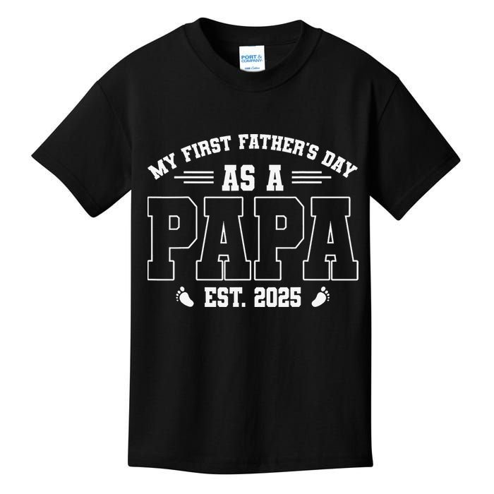 My First Fathers Day As A Papi EST 2025 Expecting New Dad Kids T-Shirt