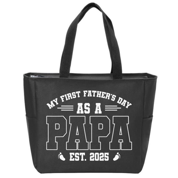My First Fathers Day As A Papi EST 2025 Expecting New Dad Zip Tote Bag