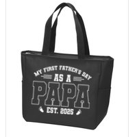 My First Fathers Day As A Papi EST 2025 Expecting New Dad Zip Tote Bag