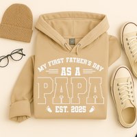 My First Fathers Day As A Papi EST 2025 Expecting New Dad Hoodie