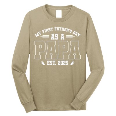 My First Fathers Day As A Papi EST 2025 Expecting New Dad Long Sleeve Shirt