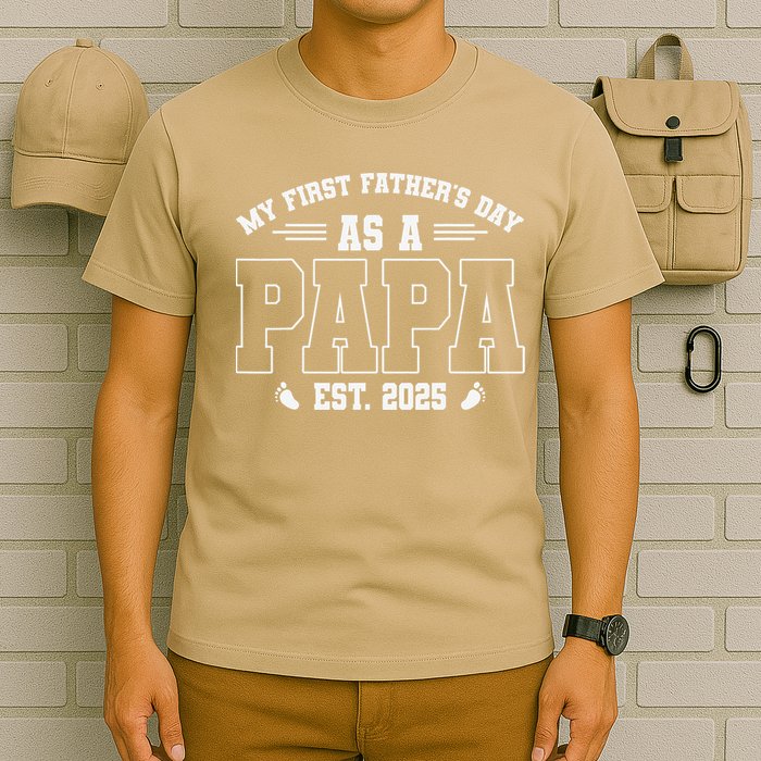 My First Fathers Day As A Papi EST 2025 Expecting New Dad T-Shirt
