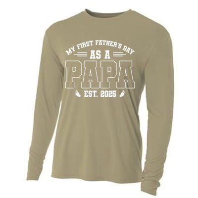 My First Fathers Day As A Papi EST 2025 Expecting New Dad Cooling Performance Long Sleeve Crew