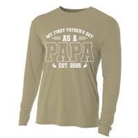 My First Fathers Day As A Papi EST 2025 Expecting New Dad Cooling Performance Long Sleeve Crew