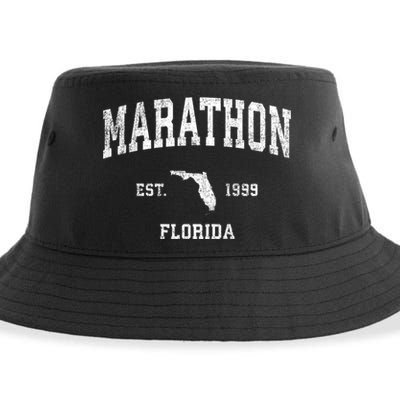 Marathon Florida Fl Vintage Sports Design Black Print Gift Sustainable Bucket Hat