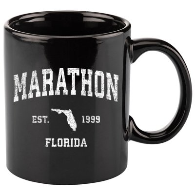 Marathon Florida Fl Vintage Sports Design Black Print Gift 11oz C Handle Ceramic Mug