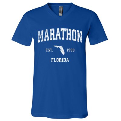Marathon Florida Fl Vintage Sports Design Black Print Gift V-Neck T-Shirt