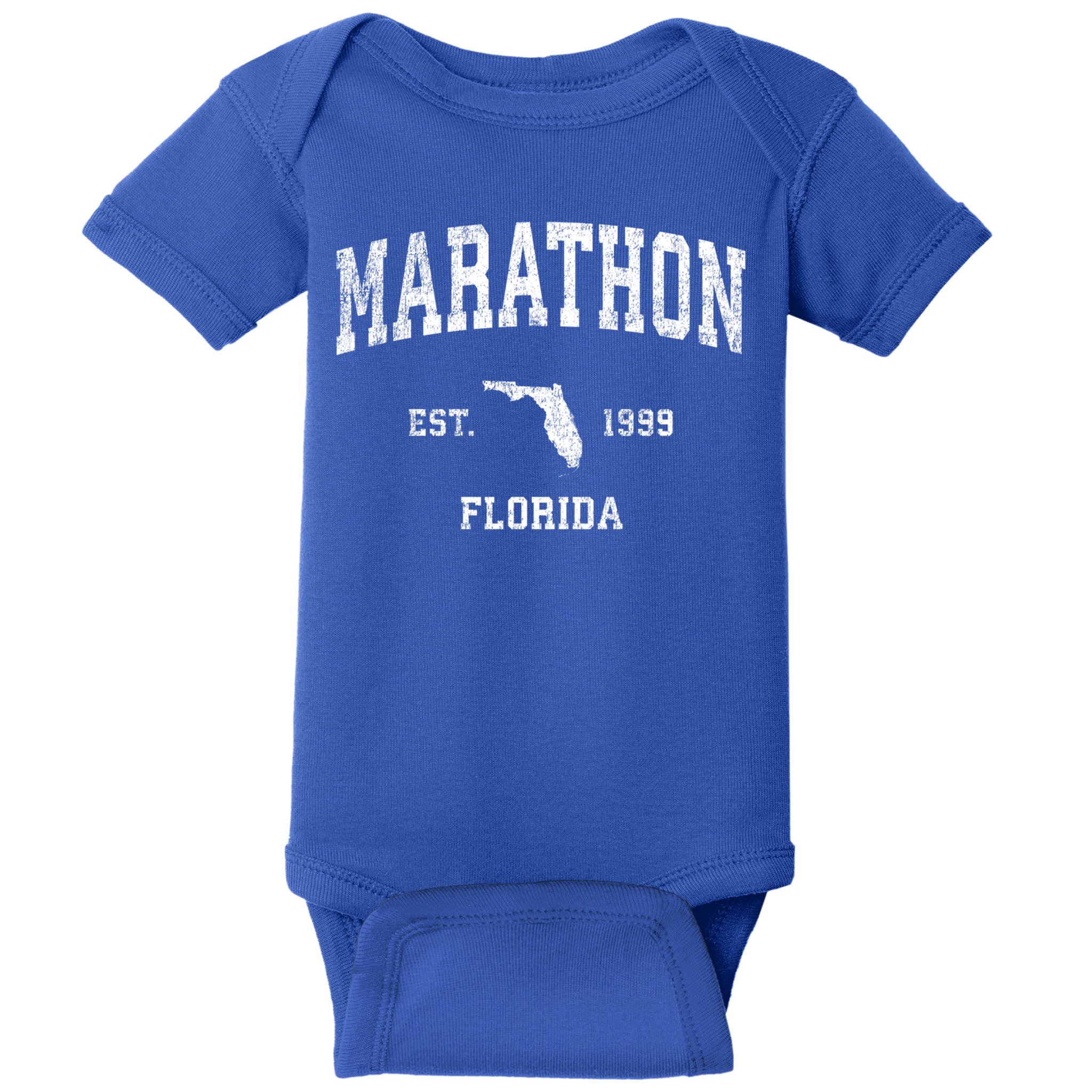 Marathon Florida Fl Vintage Sports Design Black Print Gift Baby Bodysuit