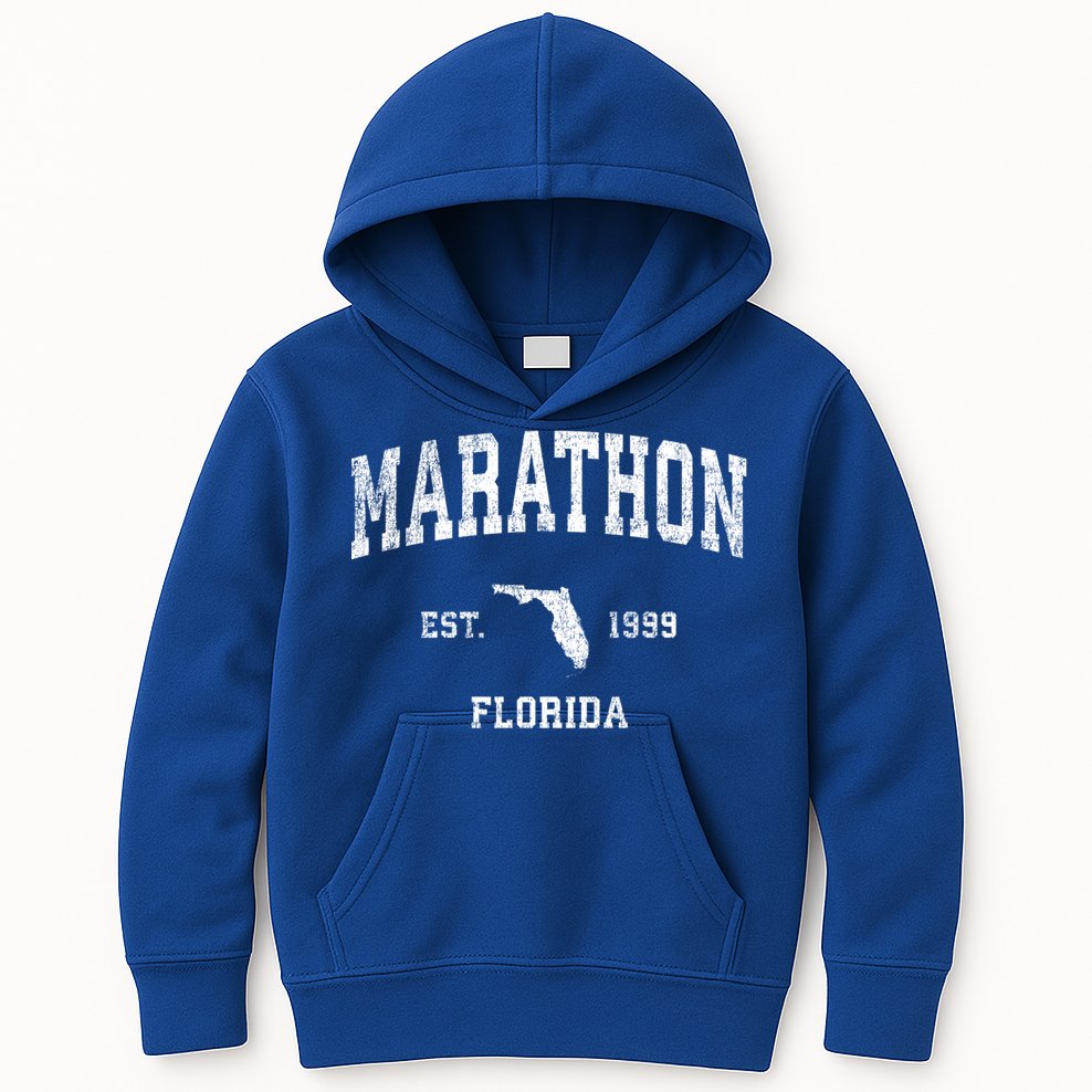 Marathon Florida Fl Vintage Sports Design Black Print Gift Kids Hoodie
