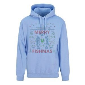 Merry Fishmas Funny Fishing Ugly Christmas Sweater Party Unisex Surf Hoodie