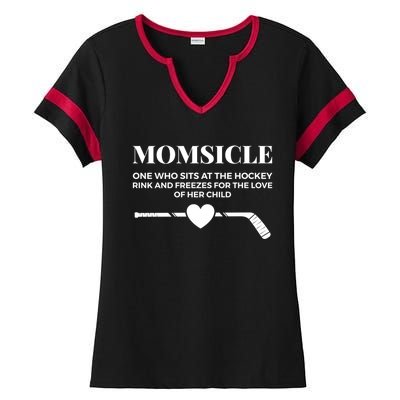 Momsicle Freezes For The Love Of Her Funny Hockey Mom Gift Ladies Halftime Notch Neck Tee