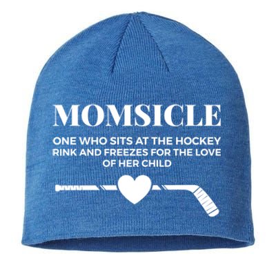 Momsicle Freezes For The Love Of Her Funny Hockey Mom Gift Sustainable Beanie